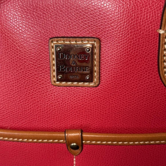 Dooney Bourke  Dome top Satchel  crossbody bag  Leather  flag red/ brown  NWOT - Picture 4 of 17
